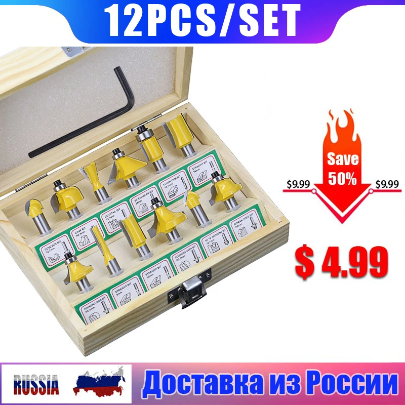 

12pcs 8mm Milling Cutter Router Bit Set Trimming Straightfor Wood Bits Tungsten Carbide shank Cutting Woodworking Engraving