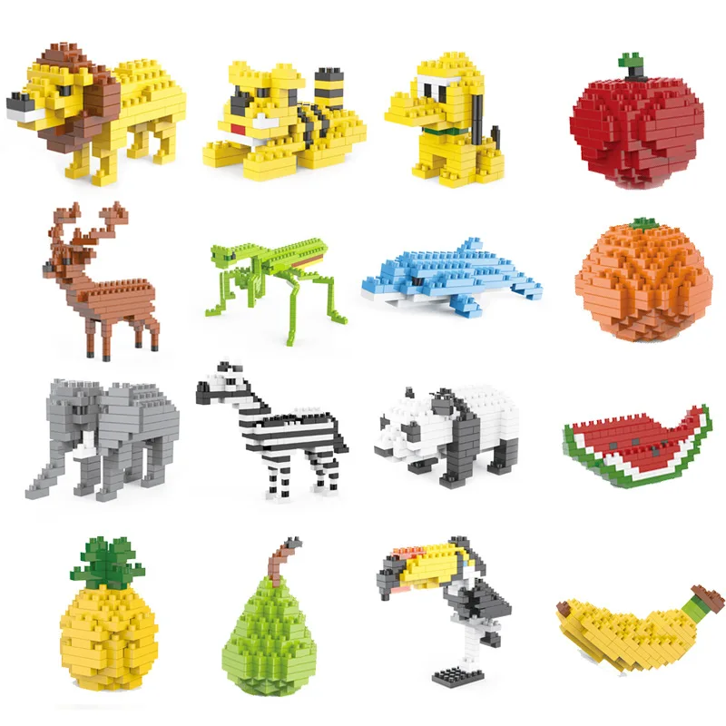 

Compatible with LEGO diamonds small particles building blocks fruit animals children DIY puzzle science toys