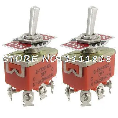 

2pcs AC 250V 15A on-center off-on 3 Position 2P2T DPDT 6 Terminals Toggle Switch