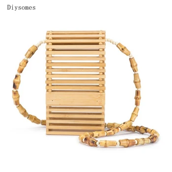 

Diysomes Bamboo Woven Bag Pure Hand-Woven Fashion Ladies Shoulder Slung Straw Rattan Mobile Phone Manufacturer Spot