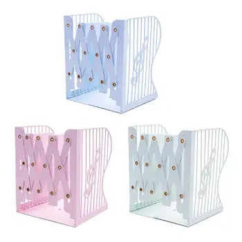 

Note Metal Retractable Bookends Support Stand Holder Shelf Bookrack Organizer