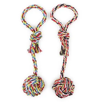 

1PC Dog Toys Pet Products Rope Knot Ball For Dog Teeth Cleaning Hand drawn Toy Interactive Pet Dog toys For Small Medium Dogs