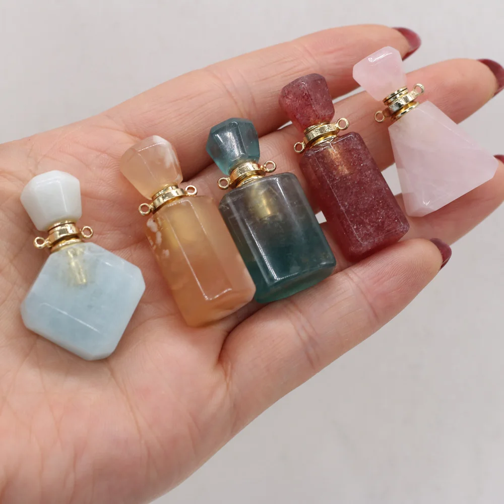 

Natural Stone Perfume Bottle Pendant Exquisite Section Irregular Semi-Precious For Jewelry Making Charms DIY Necklace Accessory