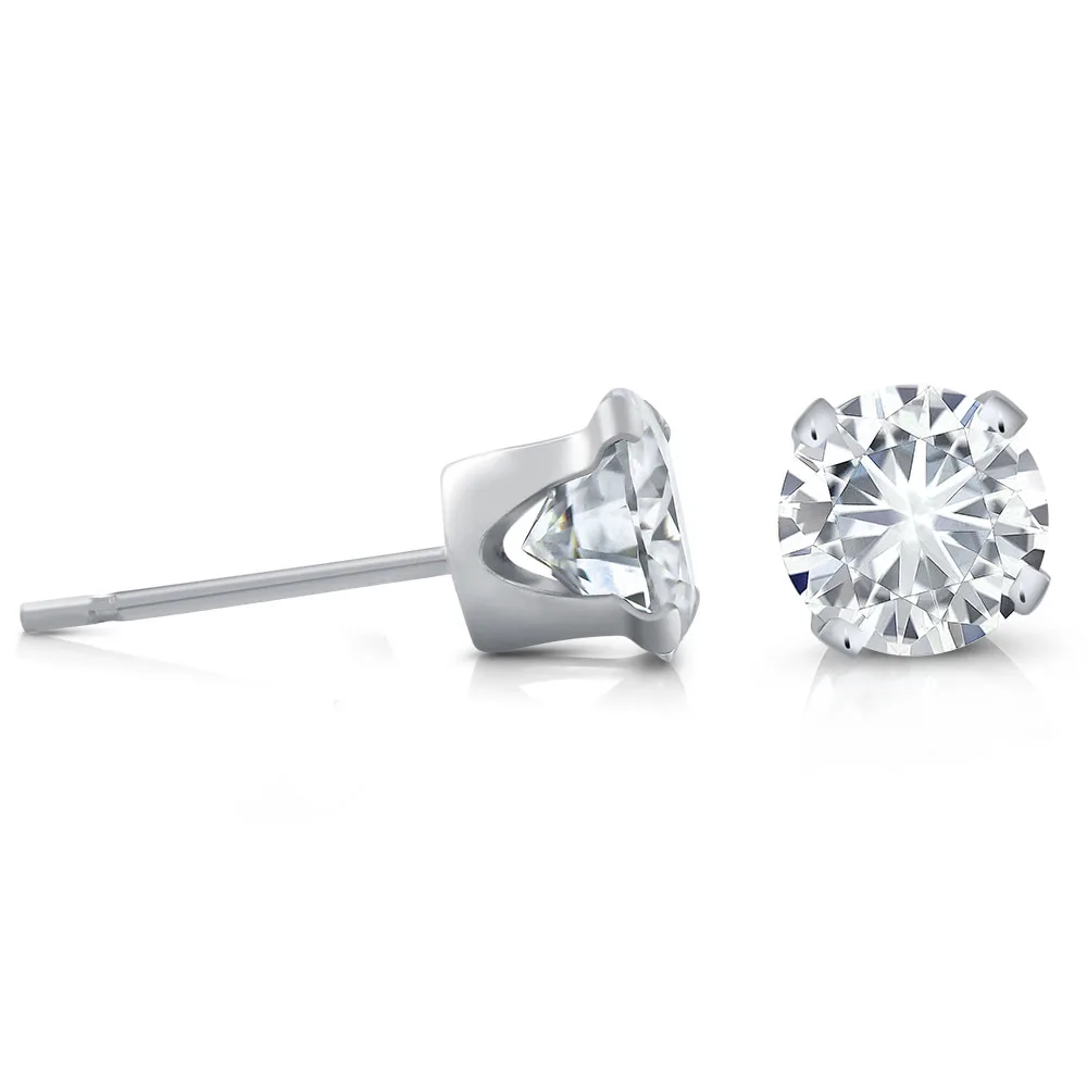 Женские сережки гвоздики Charles & Colvard Forever Classic 0 60 cttw круглые серьги из белого золота