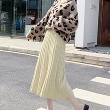 Новинка, осенняя и зимняя женская бархатная юбка с высокой талией, плиссированные юбки, плиссированная юбка