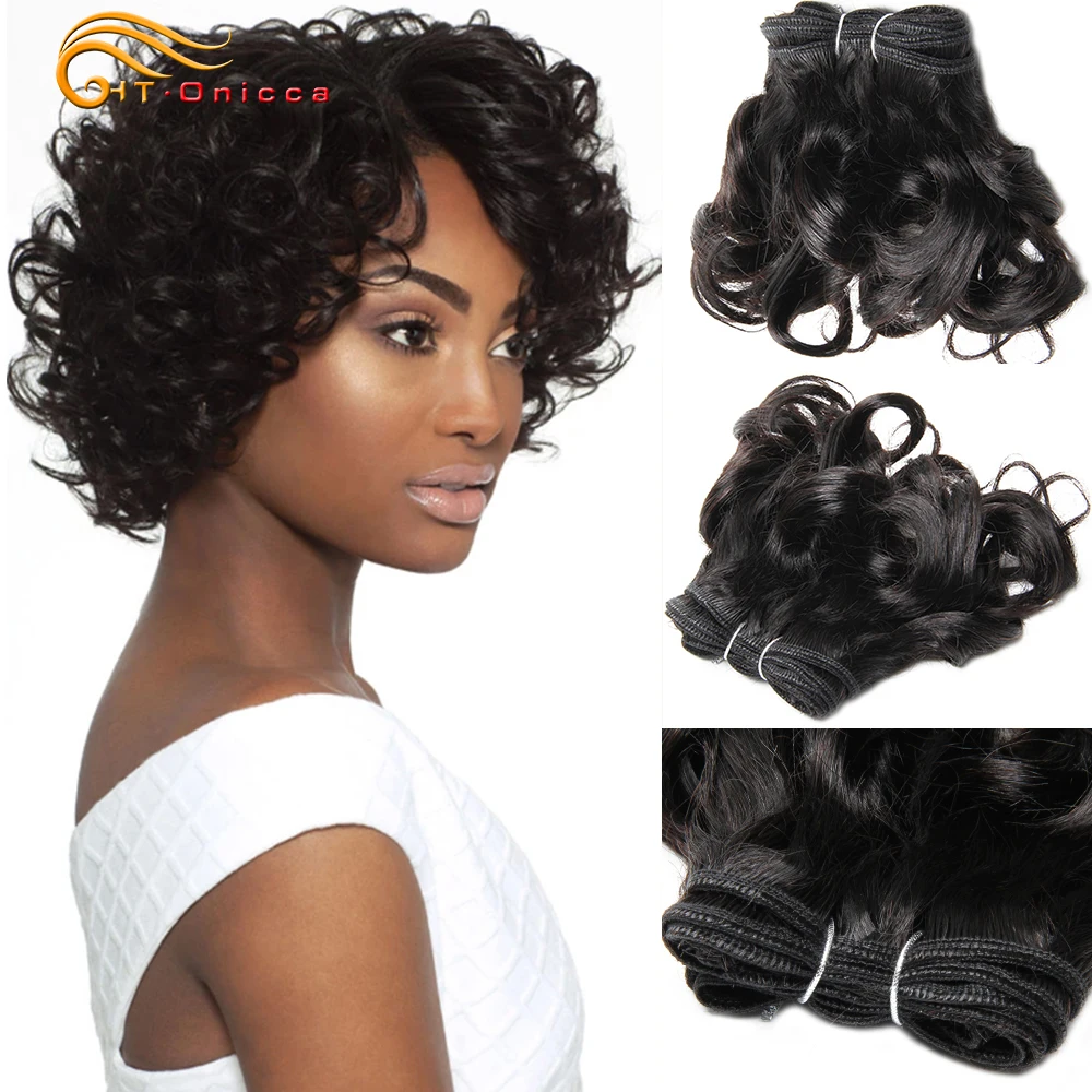 6 Pcs/Lot Curly Human Hair Bundles Brazilian Hair Weave Bundles 8 Inch 1B #2 #4 30 99J Ombre Hair Bundles Short Hair Extensions