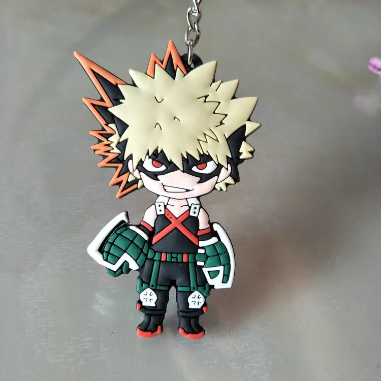 7cm Hot Anime My Hero Academia Deku Bakugou Katsuki OCHACO URARAKA Logo Keychains Pendants Magic School College Rubber Key Chain | Игрушки и