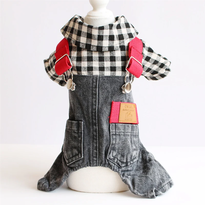

Denim Jumpsuit For Dogs Small Dogs Pet Clothes Plaid Jean Suit For Dog Chihuahua Pug Summer Dog Costume Jeans Dog XS-XXL 10E
