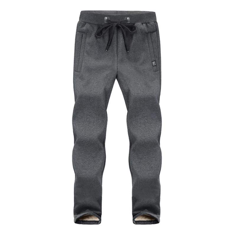 Grey Зимние штаны для мужчин, спортивная одежда, спортивные штаны, повседневные одноцветные брюки, овечий мех, флисовые спортивные штаны, плюс большой размер, 8XL, теплые термо брюки - Цвет: Grey