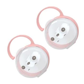 

2pcs Portable Baby Pacifier Nipple Storage Case Panda Pattern Holder Storage Box for Infant Newborns Travel Outdoors Mixed Color