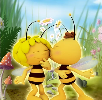 

8x8FT Sunflowers Maya Bees in the Meadow Flowers Mushroom Custom Photo Background Studio Backdrop Vinyl 240cm x 240cm