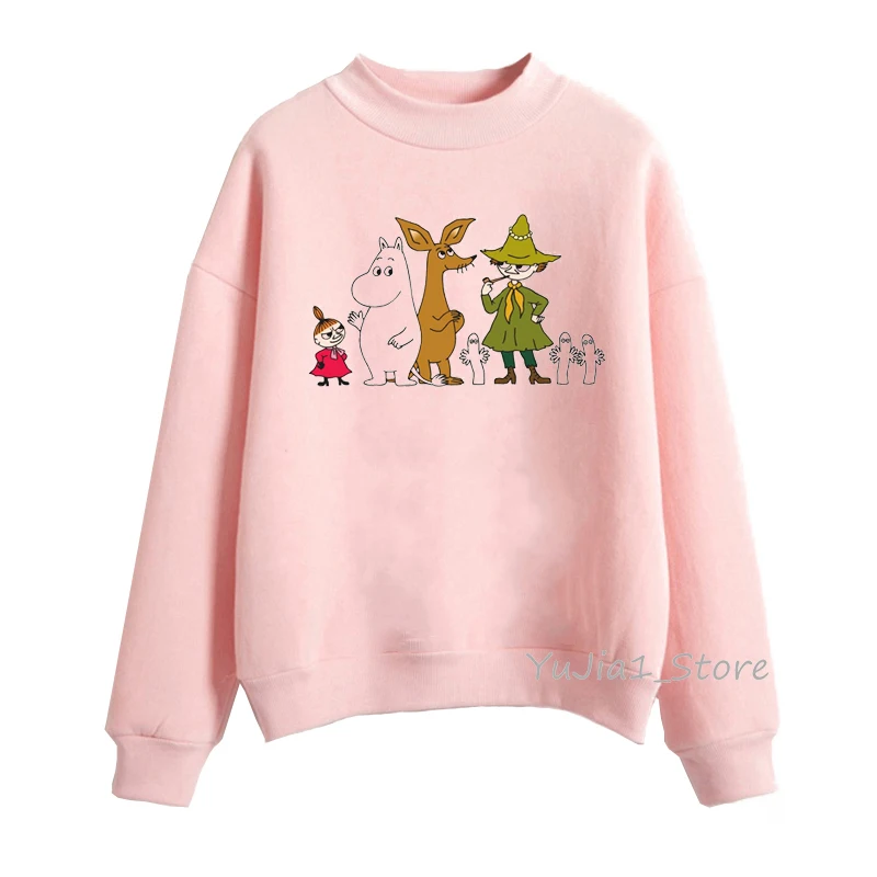  Cute Whisky Design Moomins hoodies women harajuku kawaii hoodie pink funny sudadera mujer winter cl