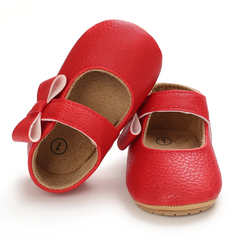 Infant Newborn Baby Girls Princess Non-Slip Floral Border Shoes Toddler Baby Soft PU Leather Prewalker Shoes Solid First Walkers
