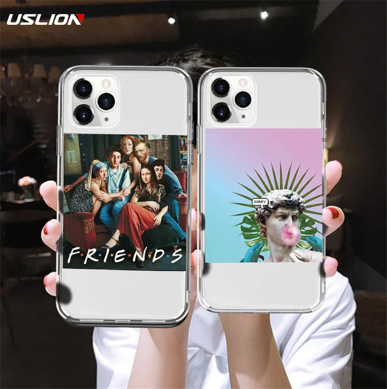 

USLION Abstract Painting Phone Cover For iPhone 11 X XR XS Max Soft TPU Back Case For iPhone 6 8 7Plus Art Patterned Phone Case