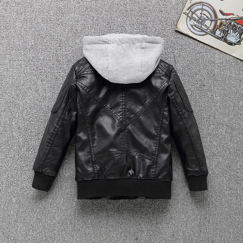 Koop Lente Jongens Jas Kan Losgemaakt Kap Lederen Winter Warm Kind Jas Thicken Pu Leather Casual Kinderen Kleding Bovenkleding 4 13Y