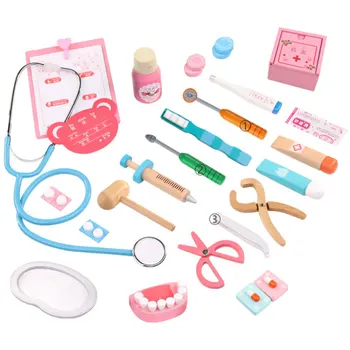 

13/34Pcs Kids Pretend Play Doctor Toys Wooden Role-play Doctor Medicine Cabinet for Children Boys Girls Playing Birthday Gift