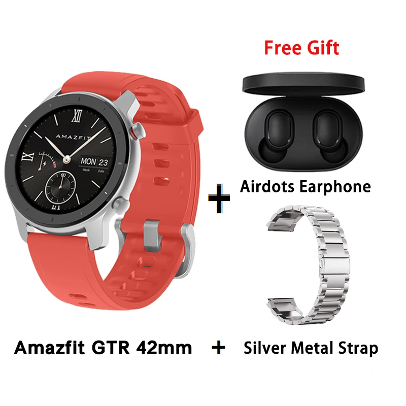 [Глобальная версия] AMAZFIT GTR умные часы 42 мм 5 АТМ водонепроницаемые gps ГЛОНАСС Bluetooth монитор сердечного ритма умные часы - Цвет: R add silver metal