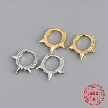 

2020 New Punk Style Zircon Pointed Earrings For Women Personality Golden Diamond Zircon Pointed S925 Sterling Silver Earrings