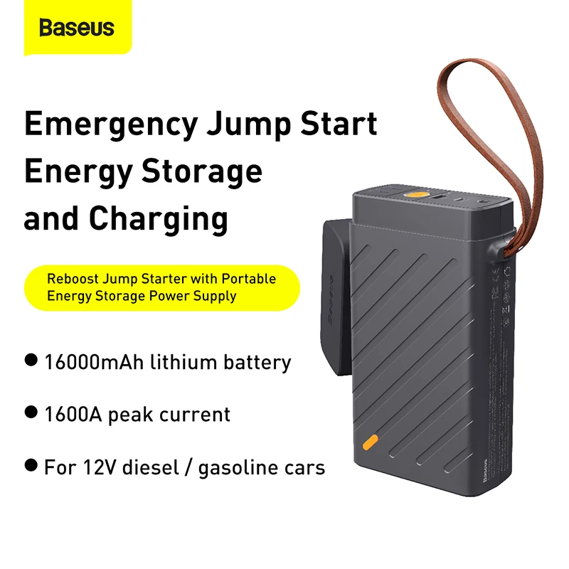 Baseus Car Jump Starter 16000mAh Portable PES Emergency Auto Mobile Power Bank Battery Outdoor For Phone Tablet