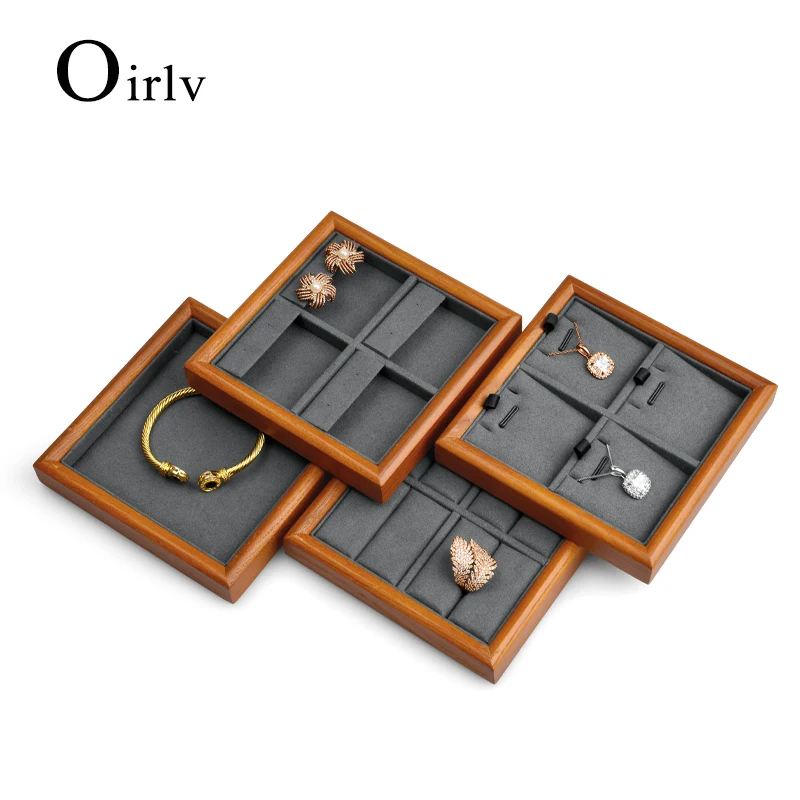 

Oirlv Jewelry Display Tray Solid Wood Ring Bracelet Organizer Tray Pendant Storage Case Jewelry Show Rack Multifunctional