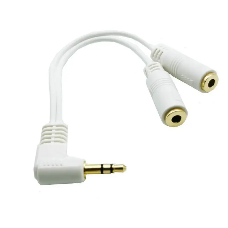 

AUX Cable Jack 3.5mm Audio Cable 3.5 mm Jack Stereo Audio Male to 2 Female Headset Mic Y Splitter Cable Adapter angle cord