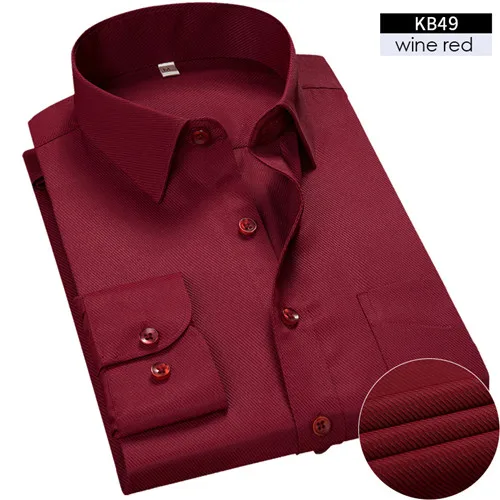 KB49 wine red DAVYDAISY Новое поступление мужские на сезон осень-весна рубашки мужские Саржевые рубашки модная повседневная Рабочая деловая брендовая одежда 9 цветов DS-264 - Цвет: KB49 wine red