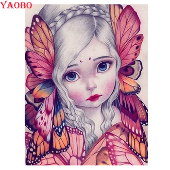 

Yaobo Diamond Painting Butterfly fairy girl Square/Round Stones DIY Full Diamond Embroidery Complete Kit Diamond Art Home Decor