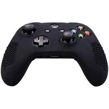 

Silicone Rubber Cover Skin Case Anti-Slip For X box One/S/X Controller X 2(Black & White) + Fps Pro Extra Height Thumb Grips X 8