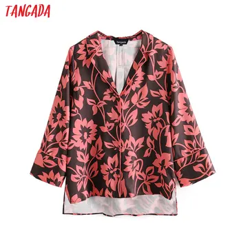 

Tangada women loose tree print blouse Japanese style long sleeve chic female casual loose shirt blusas femininas 3H388