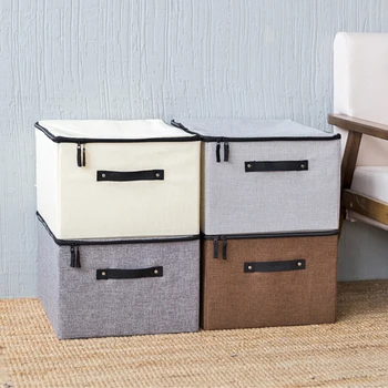 

New High Quality Linen Storage Box Storage Box Foldable Underwear Socks Container Drawer Organizer Sundries Clothes Home Storage