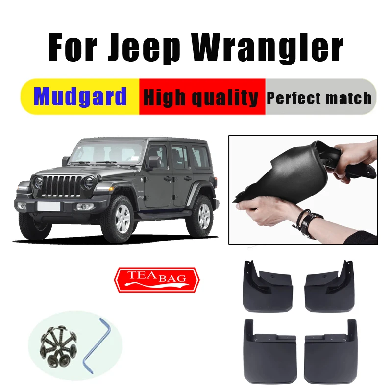 4PCS Front&Rear Splash Guards Mud Flaps Mudguards for Jeep Wrangler JL 2018-2020