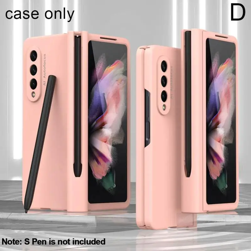 kawaii samsung cases Bản Lề Bảo Vệ Đầy Đủ Với Khe Cắm Bút Capa Dành Cho Samsung Galaxy Samsung Galaxy Z Gấp 3 Ốp Lưng 5G Với Màn Hình Mặt Trước Kính Z Fold3 Nhựa Bìa Cứng silicone case samsung Cases For Samsung