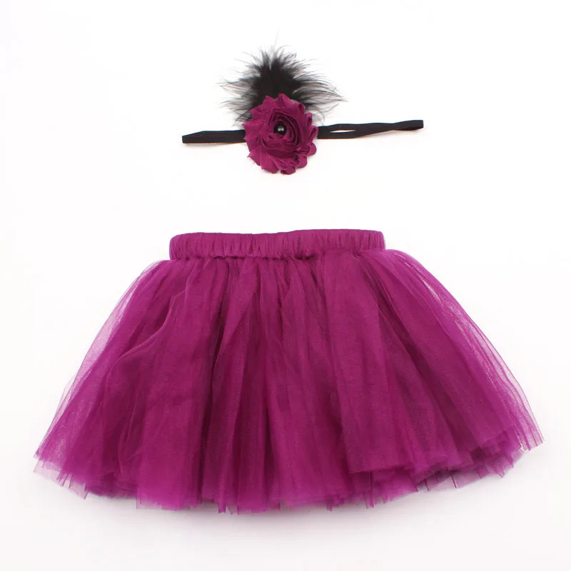 Baby Girl Tulle Tutu Skirt and Flower Headband Set Newborn Photography Props Baby Birthday Gift Clothes 0-9M
