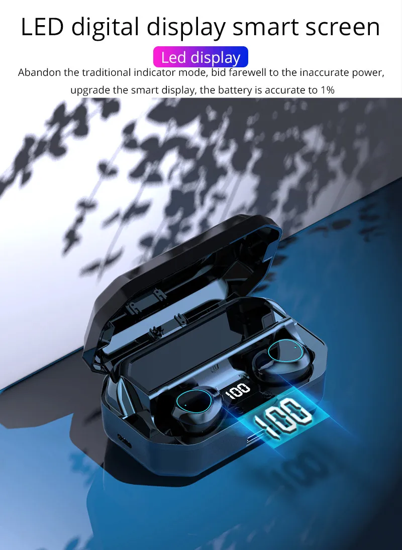 New G03 Earphone Wireless 6000mAh LED Smart Power Bank TWS 5.0 Bluetooth 9D Stereo IPX7 Waterproof PK G02 for all phone