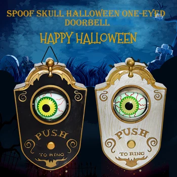 

1 Pcs Halloween Horror One-Eyed Doorbell Haunted House Door Decoration Burning Eyes Scare Voice Electric Horror Doorbell#
