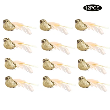 

12pcs Lovely Feathered Artificial Foam Feather Clip On Christmas Tree Ornament Home Craft Table Decor Bird Toy Wedding Decor