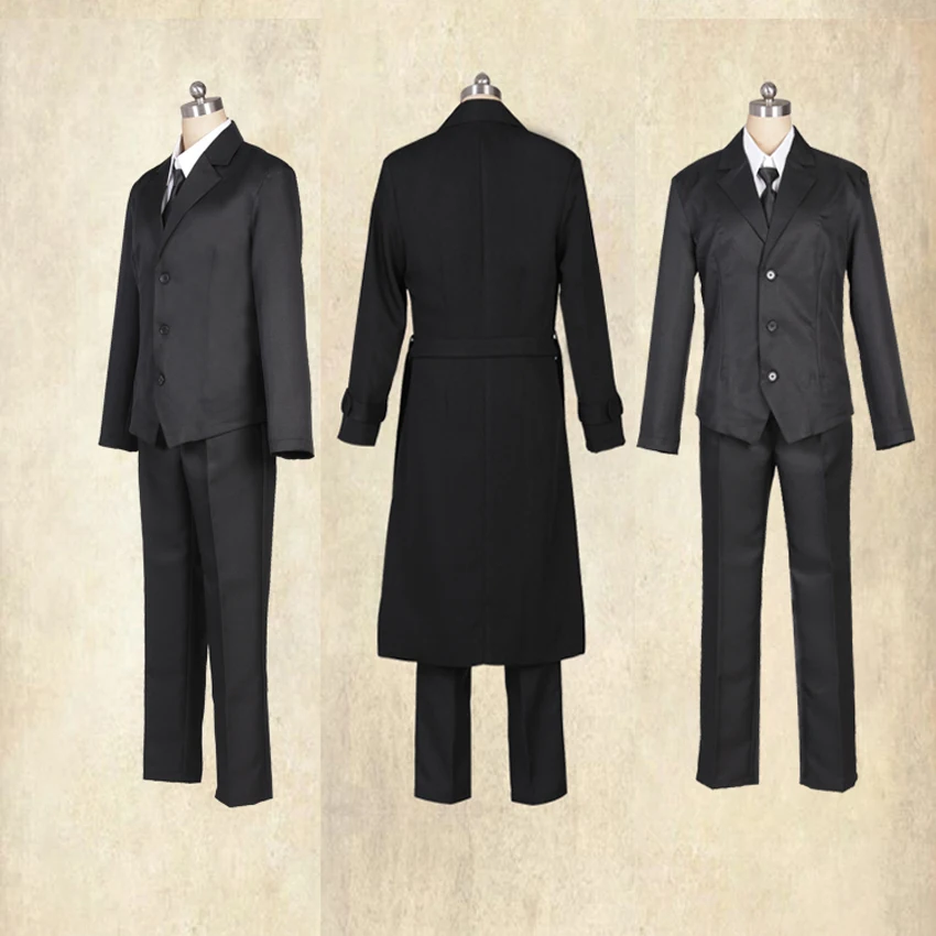 Anime Bungo Stray Dogs Dazai Osamu Black Trench Outfit Cosplay Costume Coat For Adult