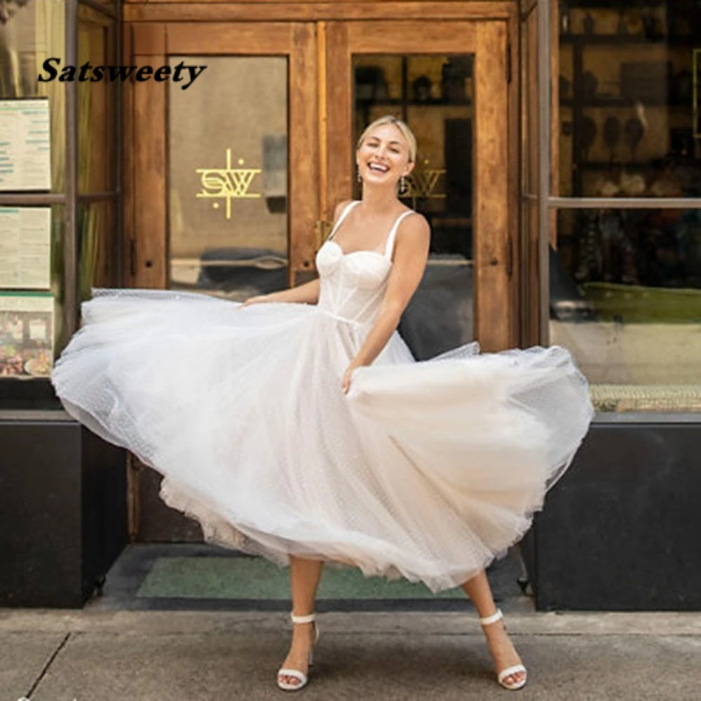 Dot Tulle Sweetheart Wedding Gown 