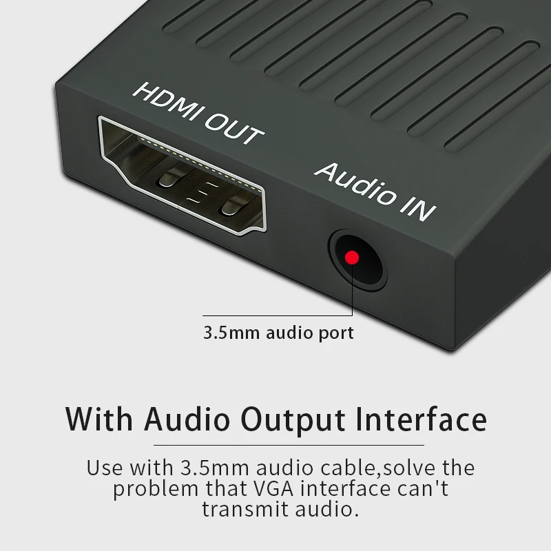 GCX преобразователь из VGA в HDMI аудио видео синхронизация 1080P 60Hz VGA2HDMI для ПК монитор проектор VGA штекер HDMI Женский адаптер