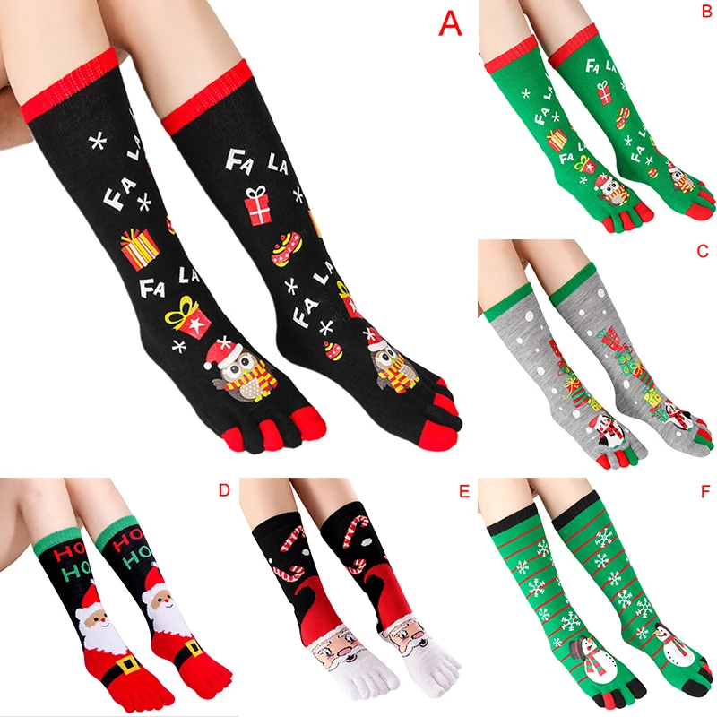 Носки с рождественским принтом с героями мультфильмов; женские рождественские носки; Модные женские забавные хлопковые носки с пятью пальцами; повседневные Мягкие носки