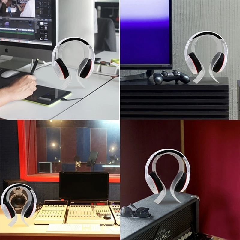 Acrylic Headphone Headset Display Stand Rack Hanger Holder Clear desk Shelf Bracket
