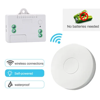 

Saful Wireless Self-powered Switch Push Button Remote Control 1 Gang 1 Way Waterproof Intelligent No Battery for Smart Life