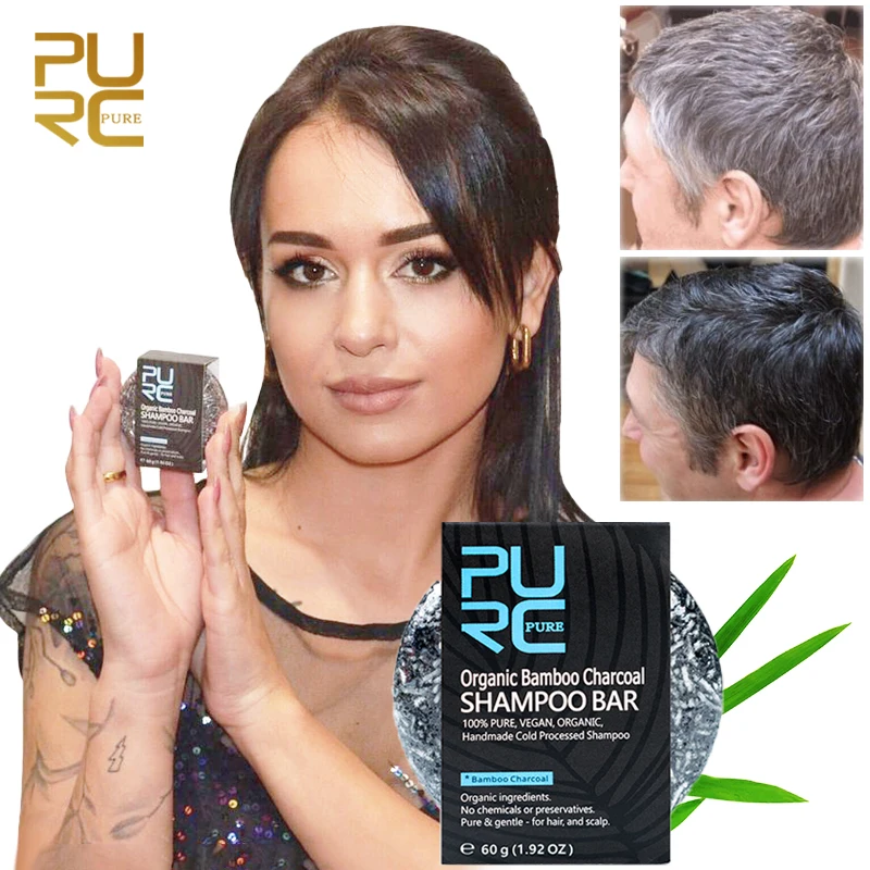 Darkening Shampoo For Gray Hair Bamboo Charcoal Detoxifying Foaming Solid  Bar Black White Color Hair Treatment Oil Soap Shampoo - Shampoos -  AliExpress