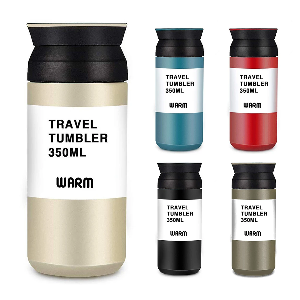 Comprar Taza de café de doble aislamiento al vacío de 350 ML, vaso de viaje portátil, botella de agua termo de acero inoxidable para deportes de coche