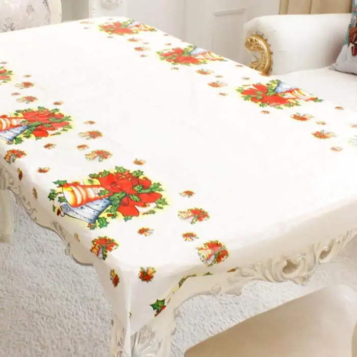 Christmas Printed Tablecloth Desktop Cartoon PVC Christmas DIY Disposable Tablecloth Decoration