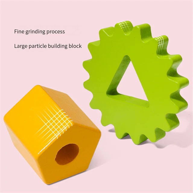 New Caterpillar Shaped Gear Rotating Wooden Toy Creative Children's Color Cognition Column Matching Parent Child Interactive Toy 2