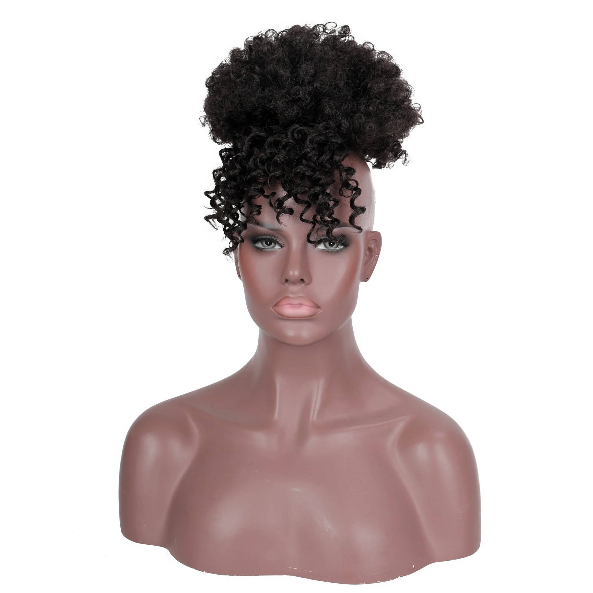 XUANGUANG Curly Hair High Ponytail Synthetic Hair Extension African Curly Ponytail And Bangs Short Parcel Clip Seven Colors