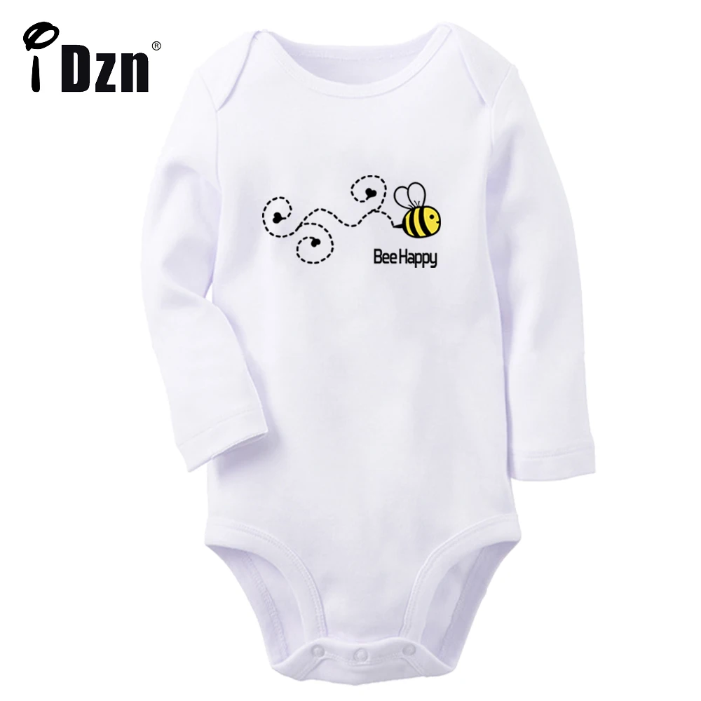 

iDzn NEW Bee Be Happy Baby Boys Fun Rompers Baby Girls Cute Bodysuit Infant Long Sleeves Jumpsuit Newborn Soft Clothes
