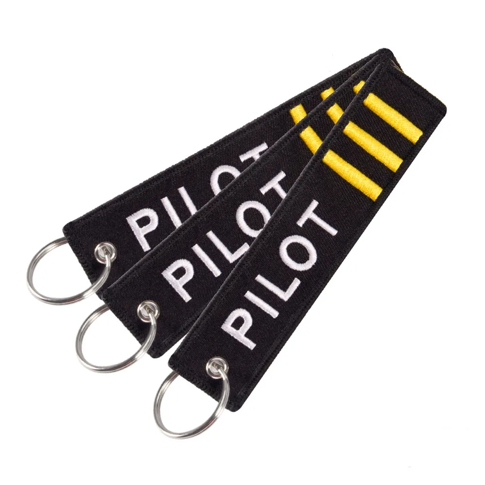 

3 PCS/LOT Keychains Jewelry Embroidery Co-Pilot Key Chain for Aviation Gifts Luggage Tag Label Fashion Keychains Wholesale