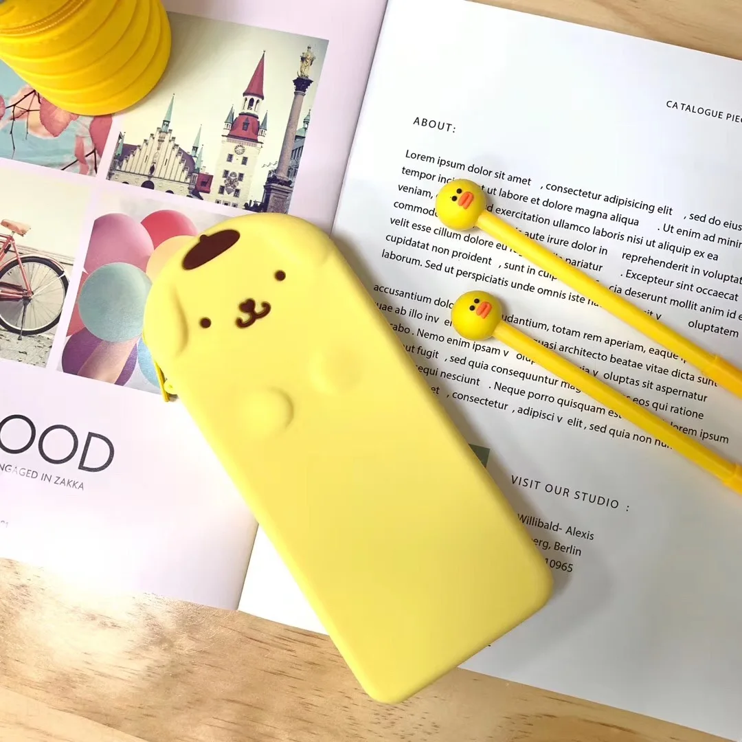 flat pencil case Пеналы для карандашей для мальчиков и девочек симпатичный силиконовый Карандаш сумка, школьные принадлежности канцелярские мешок Kawaii пенал для карандашей с ультратонким стержнем - Цвет: flat pencil case